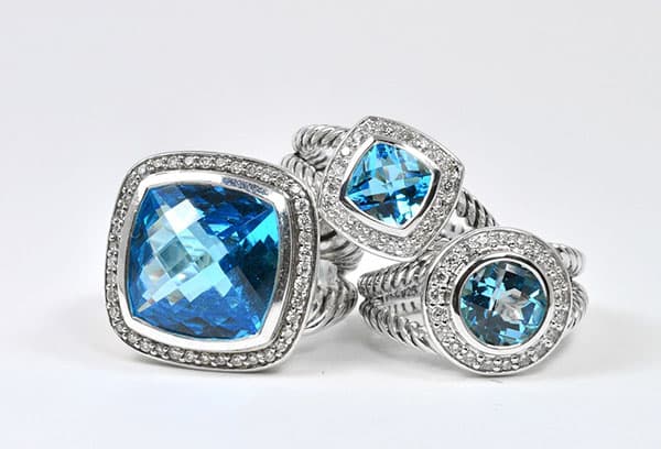 Silver jewelry with topaz