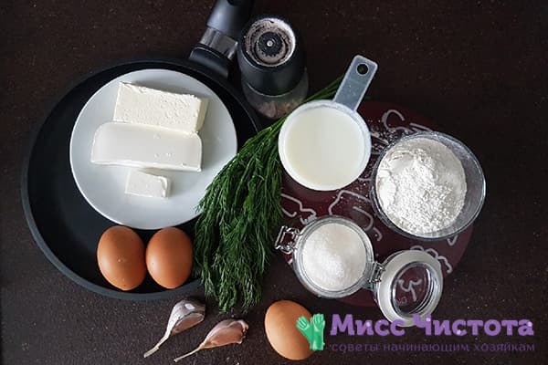 Ingredients for cheese pancakes