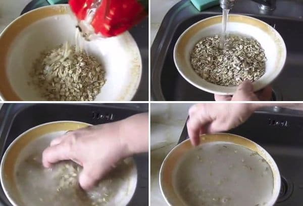 Limpiar la avena antes de cocinarla.