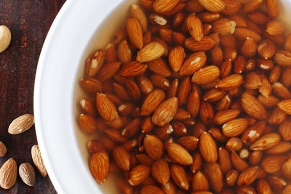 Almonds soaked in water