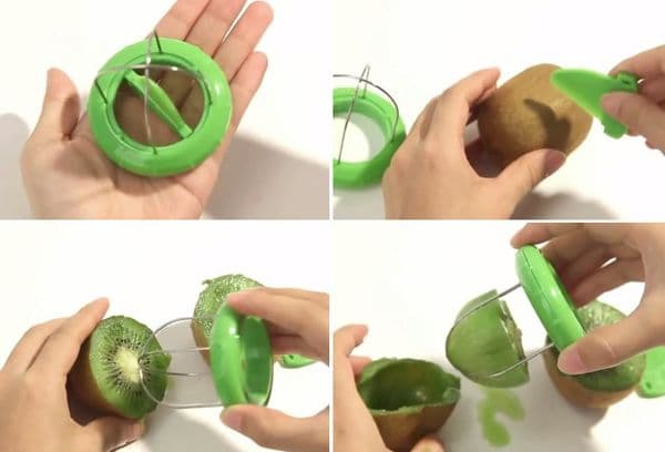 Paglilinis ng kiwi gamit ang isang espesyal na kutsilyo