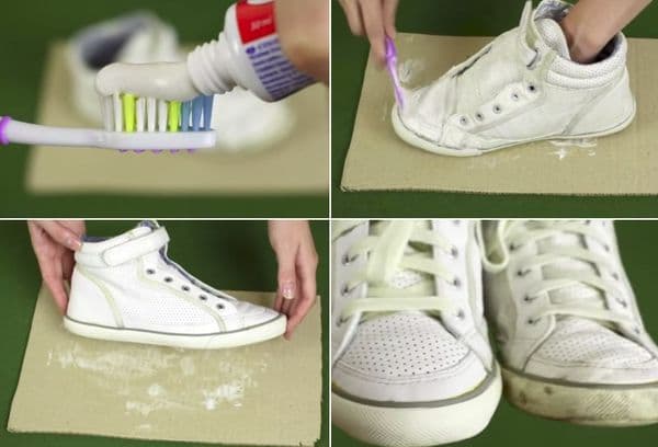 limpiar zapatos con pasta de dientes