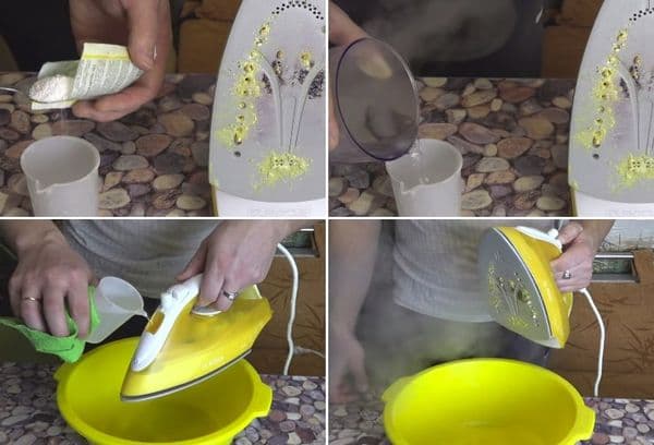 Triikraua puhastamine sidrunhappega samm-sammult