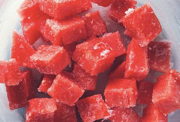 Freezing watermelon in cubes