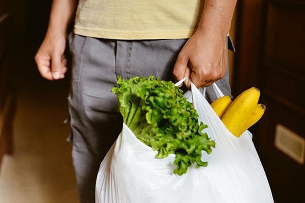 Hombre con una bolsa de comestibles