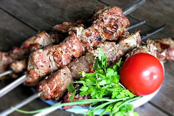 Shish kebab marinated with coriander