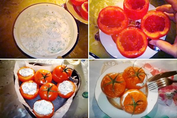 Tomates al horno rellenos de requesón