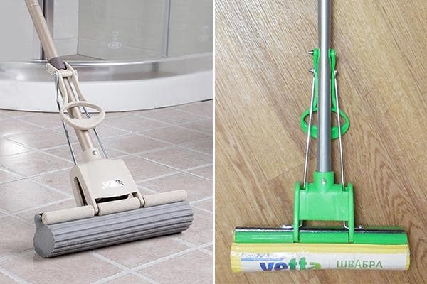 Mops with sponge attachments