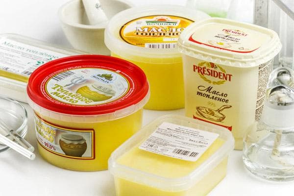 Ghee de diferentes empresas