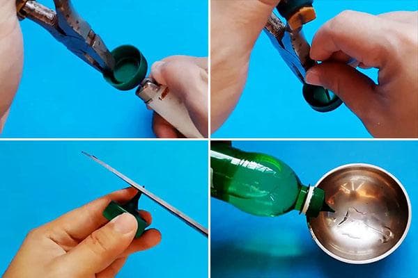 Convertir una tapa de botella de plástico en un dispensador