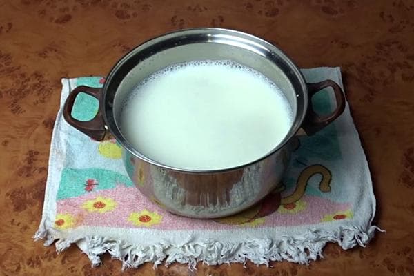 Milk in a saucepan