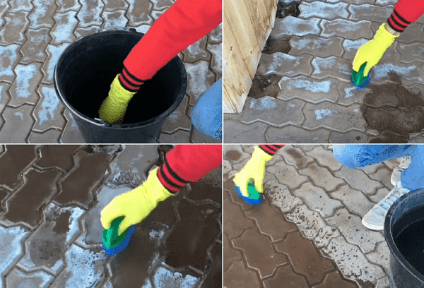 Limpieza de losas de pavimento