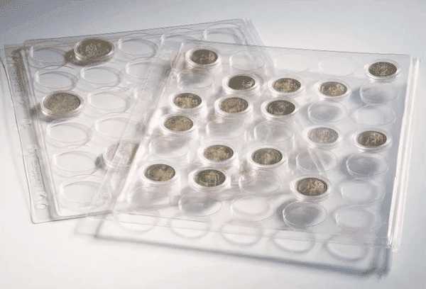 Almacenamiento de monedas en cápsulas de polímero.