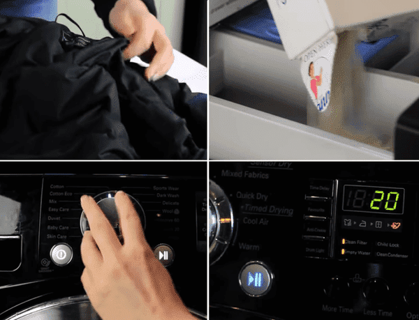Lavar una chaqueta en una máquina