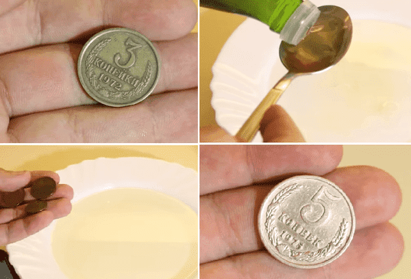 Pronksmüntide puhastamine äädikaga