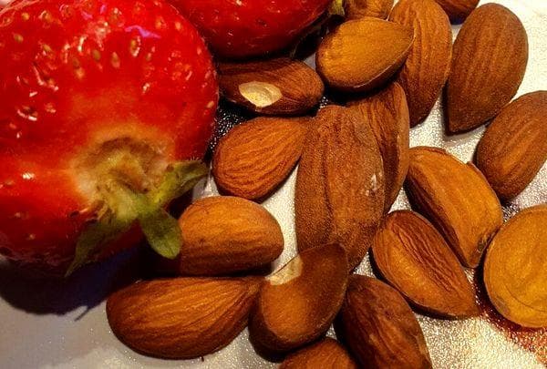 Almonds with strawberries