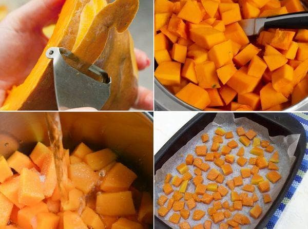 Asciugare i pezzi di zucca