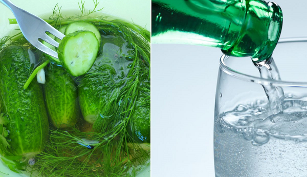 Mineral water and cucumbers