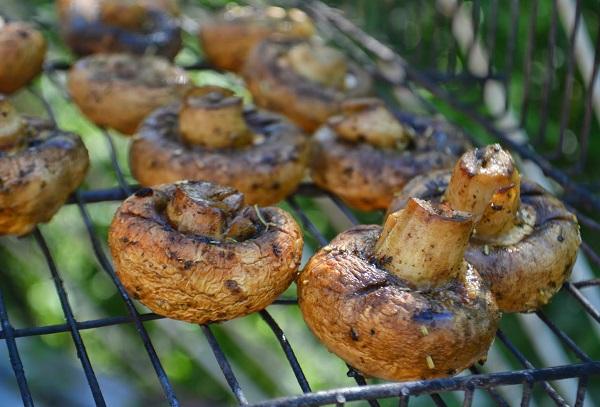 Mushrooms on the grill