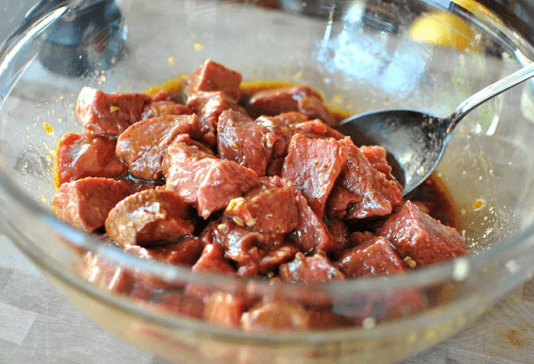 Shish kebab in marinade