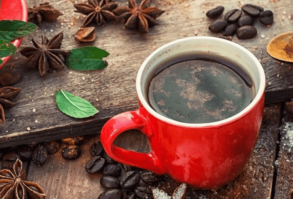 Coffee with mint and spices