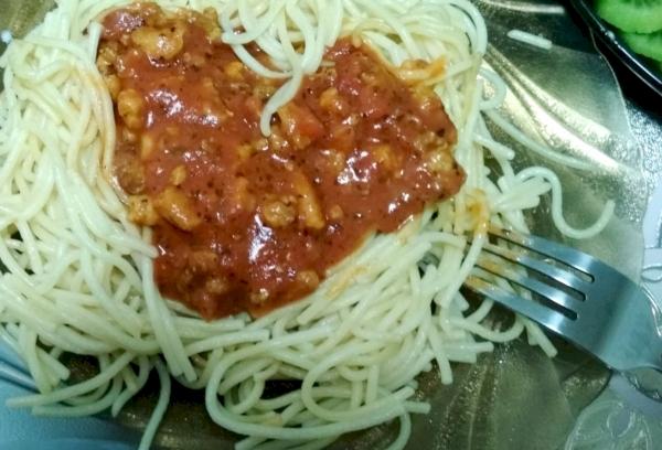 Spaghetti Bolognese with minced meat