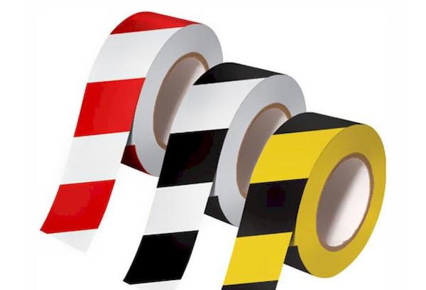 Safety signal tape with bright stripes