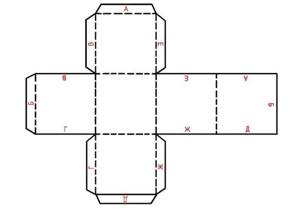 Diagrama de desarrollo del cubo.