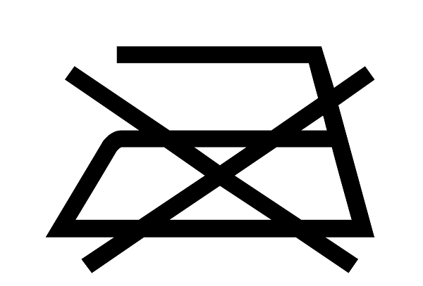 Märk riiete märgistusel läbikriipsutatud triikraua sümbolina