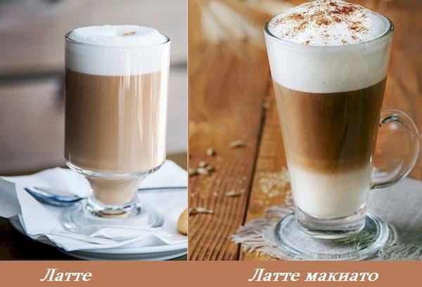 Coffee latte and latte macchiato