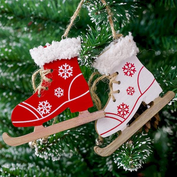 Adornos para árboles de Navidad, juguetes hechos con pequeños trineos y esquís decorativos 1