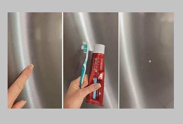 Quitar rayones de un refrigerador con pasta de dientes